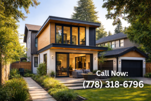 Modern laneway house construction in Vancouver backyard with contemporary design